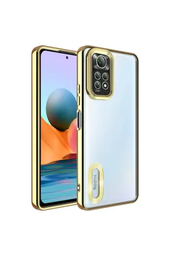 Redmi Note 11 Pro/12 Pro 4G Kılıf Kamera Lens Korumalı Şeffaf Renkli Logo Gösteren Parlak Gold - Mirage Gold - FIBAKS (1)