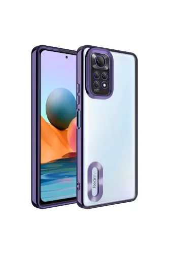 Redmi Note 11 Pro/12 Pro 4G Kılıf Kamera Lens Korumalı Şeffaf Renkli Logo Gösteren Parlak Mor-Mirage Mor 