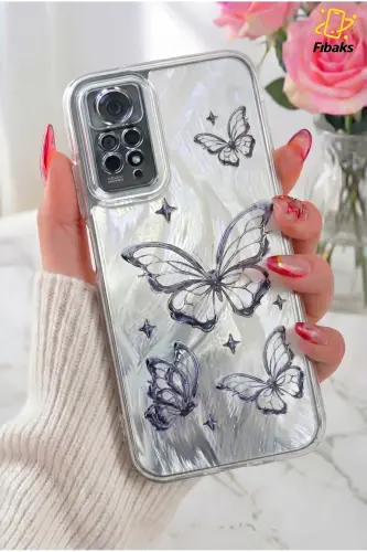 Redmi Note 11 Pro/12 Pro 4G Kılıf Sök Tak Korumalı Parlak Hologramlı Kelebek Desenli Darbe - IMD Kelebek 