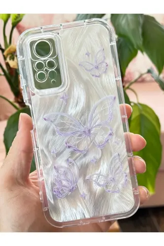 Redmi Note 11 Pro/12 Pro 4G Kılıf Sök Tak Korumalı Parlak Hologramlı Kelebek Desenli Darbe - IMD Kelebek - 4