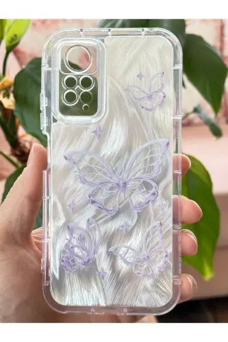 Redmi Note 11 Pro/12 Pro 4G Kılıf Sök Tak Korumalı Parlak Hologramlı Kelebek Desenli Darbe-IMD Kelebek - 3