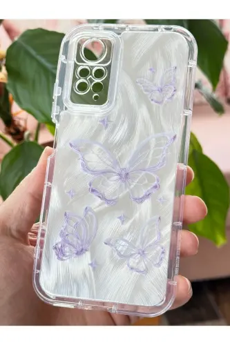 Redmi Note 11 Pro/12 Pro 4G Kılıf Sök Tak Korumalı Parlak Hologramlı Kelebek Desenli Darbe-IMD Kelebek - 5