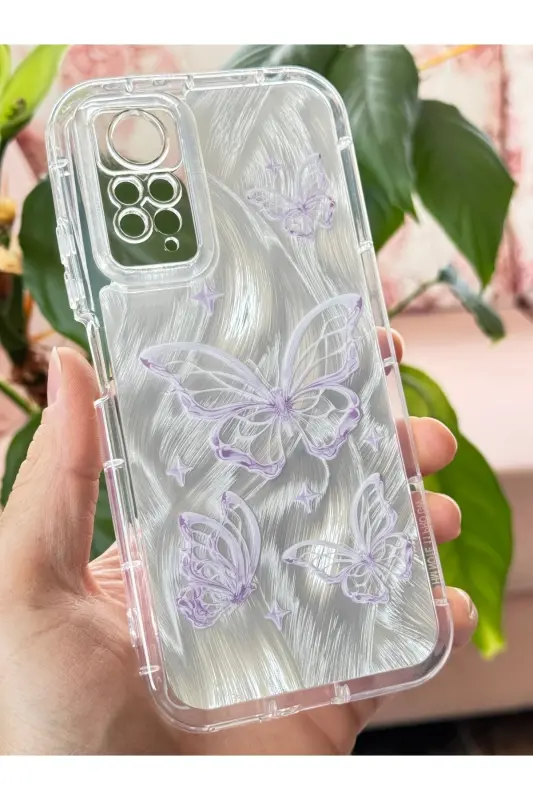 Redmi Note 11 Pro/12 Pro 4G Kılıf Sök Tak Korumalı Parlak Hologramlı Kelebek Desenli Darbe-IMD Kelebek - 6