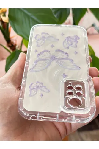 Redmi Note 11 Pro/12 Pro 4G Kılıf Sök Tak Korumalı Parlak Hologramlı Kelebek Desenli Darbe-IMD Kelebek - 7