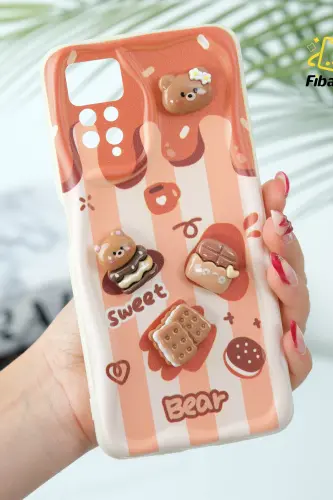 Redmi Note 11 Pro/12 Pro 4G Kılıf Tasarımlı Desenli Kamera Korumalı Ayıcık Bisküvi Cofffe Kapak-Cici Bisküvi 