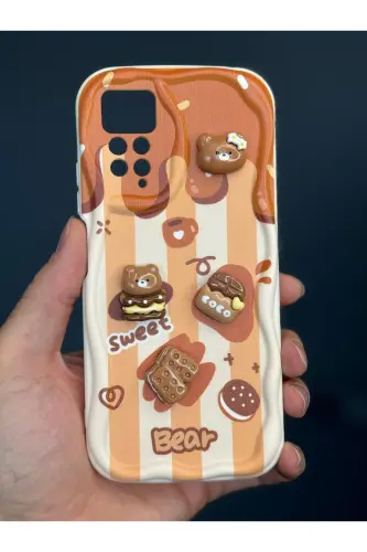 Redmi Note 11 Pro/12 Pro 4G Kılıf Tasarımlı Desenli Kamera Korumalı Ayıcık Bisküvi Cofffe Kapak-Cici Bisküvi - FIBAKS (1)