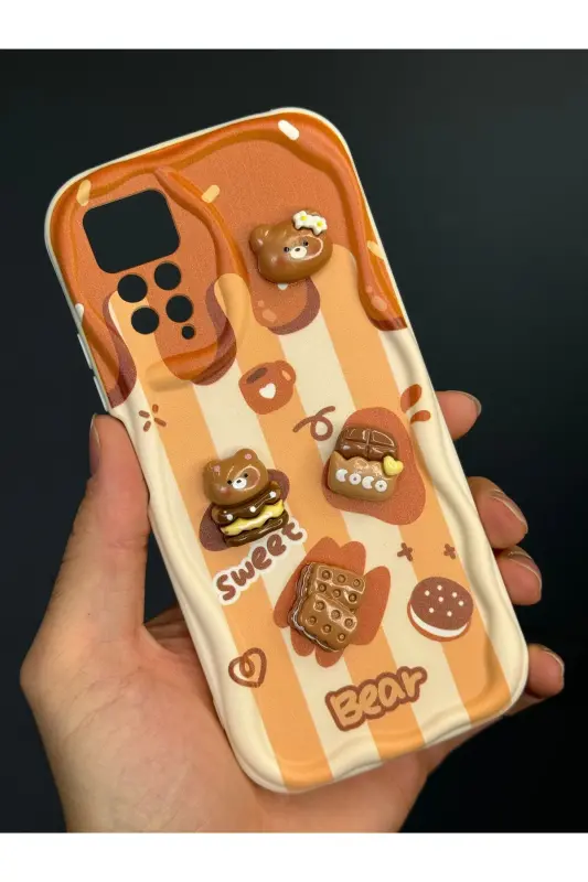 Redmi Note 11 Pro/12 Pro 4G Kılıf Tasarımlı Desenli Kamera Korumalı Ayıcık Bisküvi Cofffe Kapak-Cici Bisküvi - 3