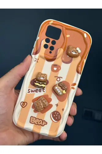 Redmi Note 11 Pro/12 Pro 4G Kılıf Tasarımlı Desenli Kamera Korumalı Ayıcık Bisküvi Cofffe Kapak-Cici Bisküvi - 4