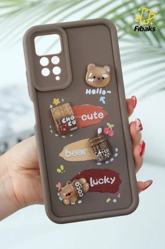 Redmi Note 11 Pro/12 Pro 4G Kılıf Tasarımlı Desenli Kamera Korumalı Ayıcık Kahve Silikon Kap-Cute Coco - 2