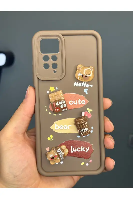 Redmi Note 11 Pro/12 Pro 4G Kılıf Tasarımlı Desenli Kamera Korumalı Ayıcık Kahve Silikon Kap-Cute Coco - 3