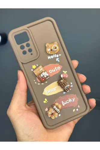 Redmi Note 11 Pro/12 Pro 4G Kılıf Tasarımlı Desenli Kamera Korumalı Ayıcık Kahve Silikon Kap-Cute Coco - 4