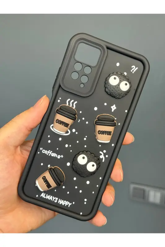 Redmi Note 11 Pro/12 Pro 4G Kılıf Tasarımlı Desenli Kamera Korumalı Coffee Kurabiye Silikon Kapak - Cute Coffe - 5