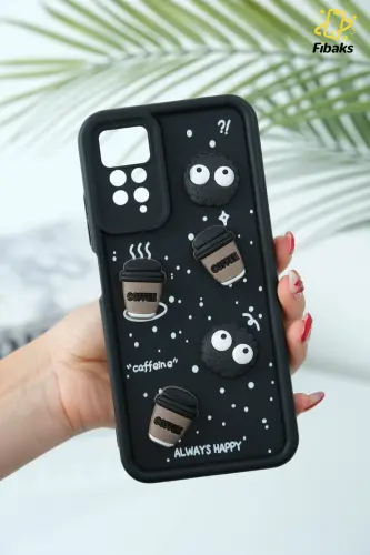 Redmi Note 11 Pro/12 Pro 4G Kılıf Tasarımlı Desenli Kamera Korumalı Coffee Kurabiye Silikon Kapak-Cute Coffe - FIBAKS (1)