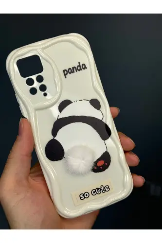 Redmi Note 11 Pro/12 Pro 4G Kılıf Tasarımlı Desenli Kamera Korumalı Panda Beyaz Püsküllü Kap-Cici Panda - 4