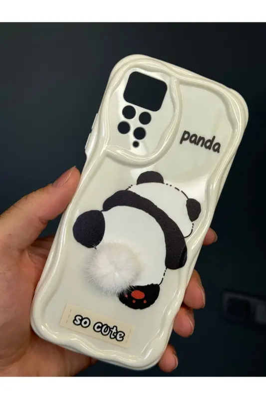 Redmi Note 11 Pro/12 Pro 4G Kılıf Tasarımlı Desenli Kamera Korumalı Panda Beyaz Püsküllü Kap-Cici Panda - 5