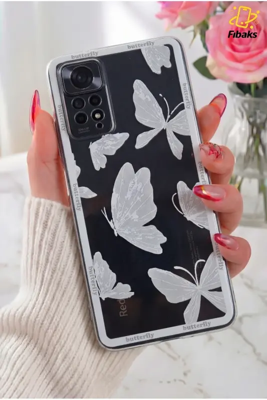 Redmi Note 11 Pro/12 Pro 4G Kılıf Tasarımlı Desenli Kamera Korumalı Şeffaf Kelebek Silikon Kapak-Desi Kelebek - 1