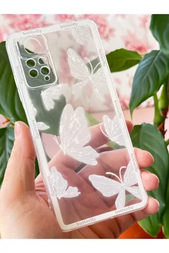 Redmi Note 11 Pro/12 Pro 4G Kılıf Tasarımlı Desenli Kamera Korumalı Şeffaf Kelebek Silikon Kapak-Desi Kelebek - 3