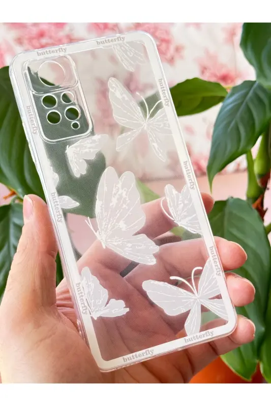 Redmi Note 11 Pro/12 Pro 4G Kılıf Tasarımlı Desenli Kamera Korumalı Şeffaf Kelebek Silikon Kapak-Desi Kelebek - 3