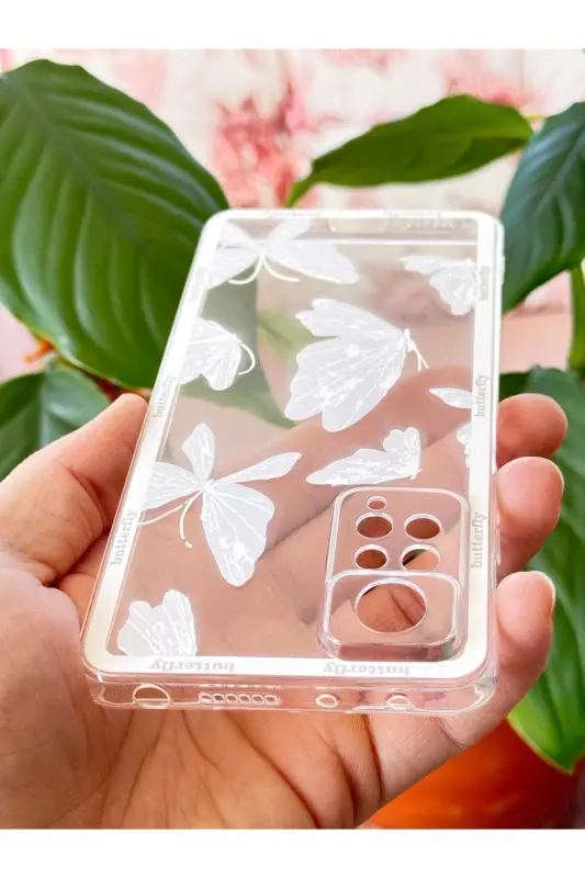 Redmi Note 11 Pro/12 Pro 4G Kılıf Tasarımlı Desenli Kamera Korumalı Şeffaf Kelebek Silikon Kapak-Desi Kelebek - 6