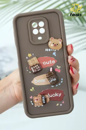 Redmi Note 9 Pro / 9S Kılıf Tasarımlı Desenli Kamera Korumalı Ayıcık Kahve Renkli Yumuşak Silikon-Cute Coco 
