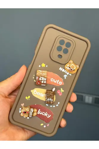 Redmi Note 9 Pro / 9S Kılıf Tasarımlı Desenli Kamera Korumalı Ayıcık Kahve Renkli Yumuşak Silikon - Cute Coco - 4