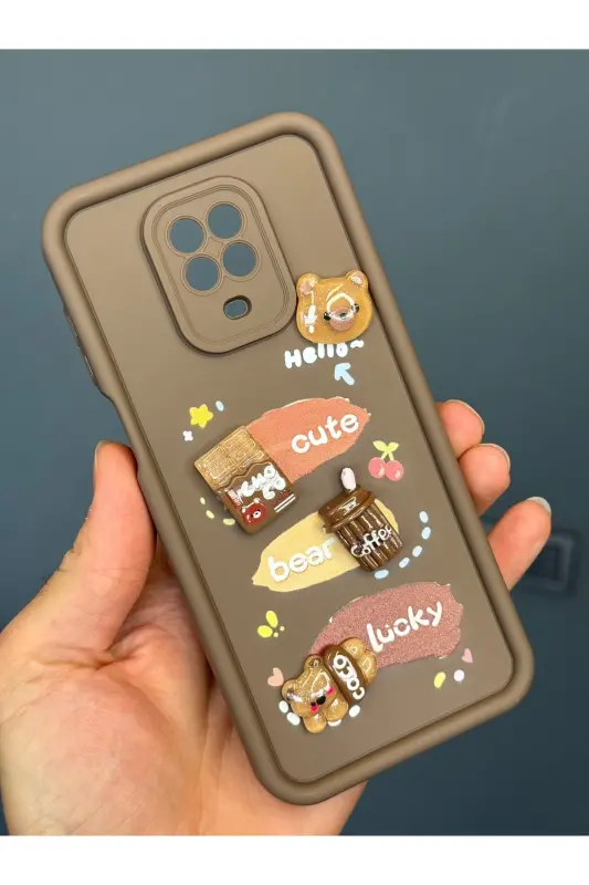 Redmi Note 9 Pro / 9S Kılıf Tasarımlı Desenli Kamera Korumalı Ayıcık Kahve Renkli Yumuşak Silikon-Cute Coco - 3