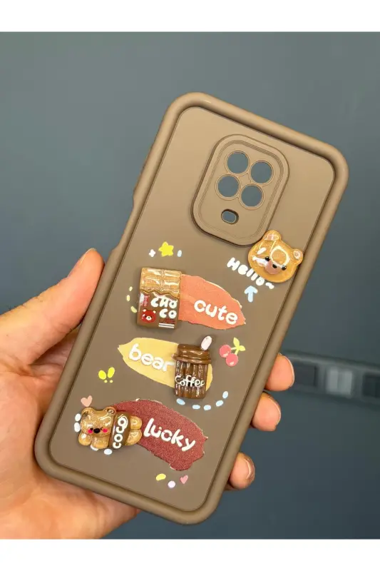 Redmi Note 9 Pro / 9S Kılıf Tasarımlı Desenli Kamera Korumalı Ayıcık Kahve Renkli Yumuşak Silikon-Cute Coco - 4