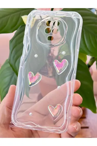 Redmi Note 9 Pro/9S Kılıf 3D Kalpli İnci Tasarımlı Desenli Kamera Korumalı Silikon Kapak-Desi Mina - FIBAKS (1)