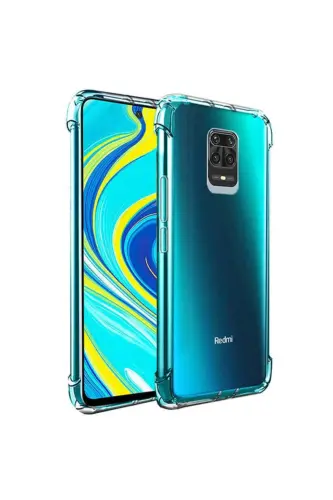 Redmi Note 9 Pro/9S Kılıf Airbag Crystal Sert Pc Antishock Darbe Emici Kenar Şeffaf Silikon Kapak - Kristal 