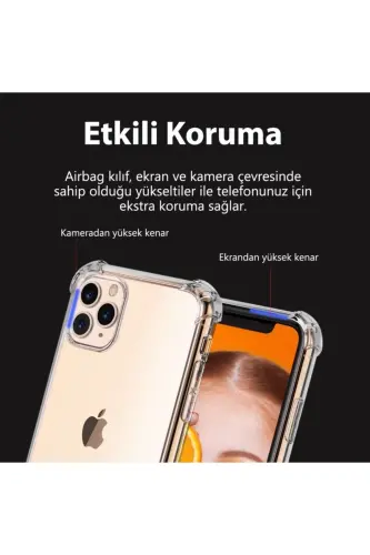 Redmi Note 9 Pro/9S Kılıf Airbag Crystal Sert Pc Antishock Darbe Emici Kenar Şeffaf Silikon Kapak-Kristal - 5