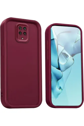 Redmi Note 9 Pro/9S Kılıf Kamera Korumalı Yumuşak Dokulu Darbe Emici Bordo Silikon Kapak - Tombik Bordo - 2