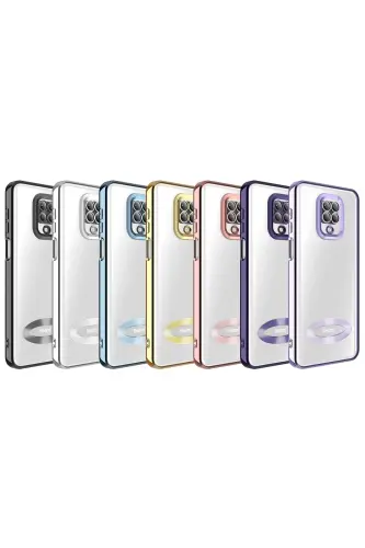 Redmi Note 9 Pro/9S Kılıf Kamera Lens Korumalı Şeffaf Renkli Logo Gösteren Parlak Kapak Mavi-Mirage Mavi - FIBAKS (1)