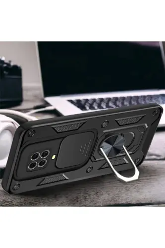 Redmi Note 9 Pro/9S Kılıf Kılıf Kamera Korumalı Sürgülü Yüzüklü Armor Tank Zırh Stand - Raptor - 11