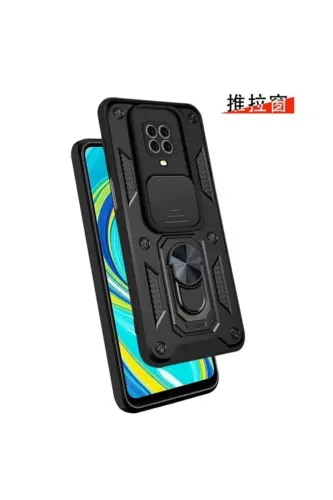 Redmi Note 9 Pro/9S Kılıf Kılıf Kamera Korumalı Sürgülü Yüzüklü Armor Tank Zırh Stand - Raptor - 5