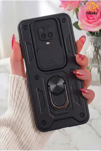 Redmi Note 9 Pro/9S Kılıf Kılıf Kamera Korumalı Sürgülü Yüzüklü Armor Tank Zırh Stand - Raptor - 9