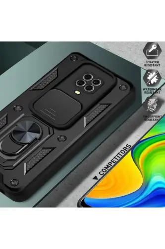 Redmi Note 9 Pro/9S Kılıf Kılıf Kamera Korumalı Sürgülü Yüzüklü Armor Tank Zırh Stand-Raptor - 4