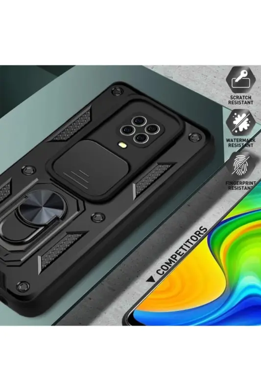 Redmi Note 9 Pro/9S Kılıf Kılıf Kamera Korumalı Sürgülü Yüzüklü Armor Tank Zırh Stand-Raptor - 4