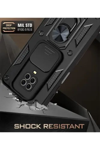 Redmi Note 9 Pro/9S Kılıf Kılıf Kamera Korumalı Sürgülü Yüzüklü Armor Tank Zırh Stand-Raptor - 6