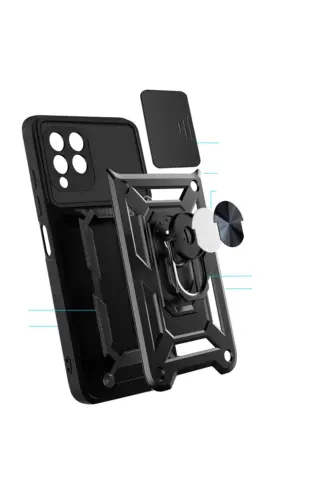 Redmi Note 9 Pro/9S Kılıf Kılıf Kamera Korumalı Sürgülü Yüzüklü Armor Tank Zırh Stand-Raptor - 8