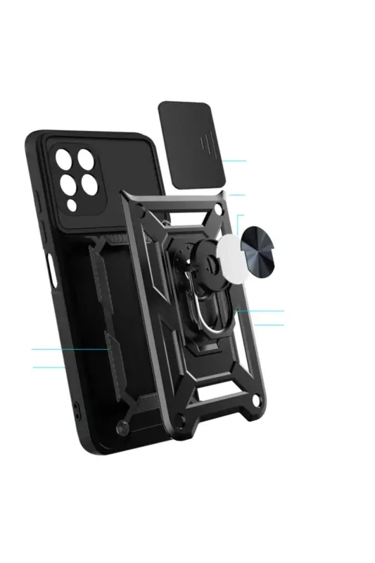 Redmi Note 9 Pro/9S Kılıf Kılıf Kamera Korumalı Sürgülü Yüzüklü Armor Tank Zırh Stand-Raptor - 8