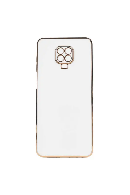 Redmi Note 9 Pro/9S Kılıf Parlak Kenarlı Altın Işlemeli Kamera Korumalı Kapak Beyaz-Gold Beyaz - 2