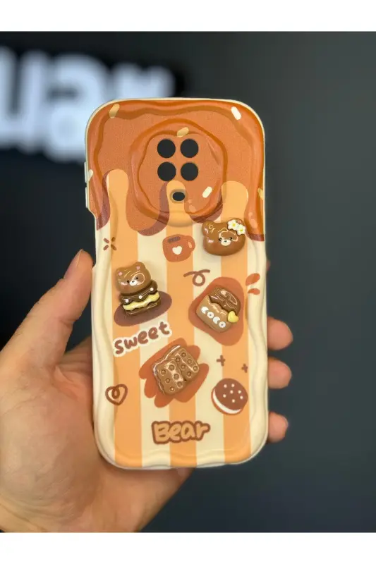 Redmi Note 9 Pro/9S Kılıf Tasarımlı Desenli Kamera Korumalı Ayıcık Bisküvi Renkli Cofffe Silikon-Cici Bisküvi - 2
