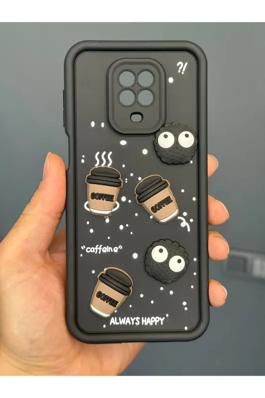 Redmi Note 9 Pro/9S Kılıf Tasarımlı Desenli Kamera Korumalı Coffee Kurabiye Siyah Yumuşak Silikon-Cute Coffe - 2