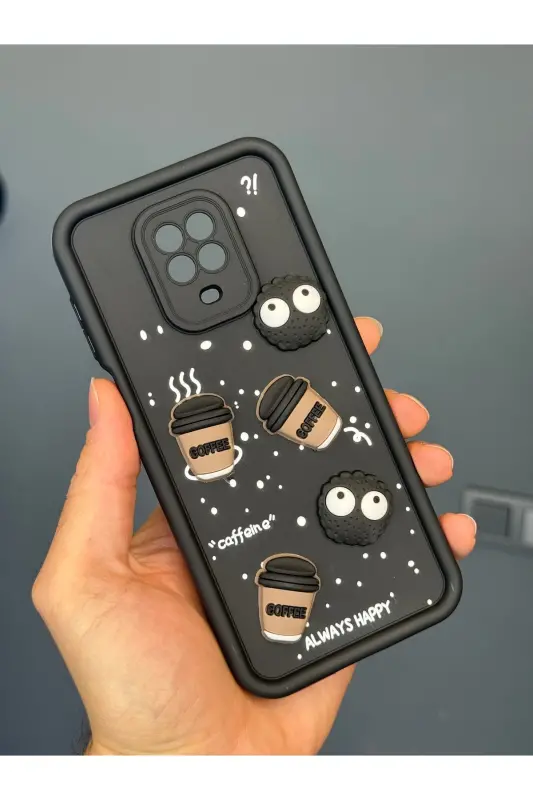 Redmi Note 9 Pro/9S Kılıf Tasarımlı Desenli Kamera Korumalı Coffee Kurabiye Siyah Yumuşak Silikon - Cute Coffe - 3