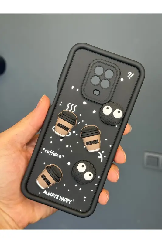 Redmi Note 9 Pro/9S Kılıf Tasarımlı Desenli Kamera Korumalı Coffee Kurabiye Siyah Yumuşak Silikon - Cute Coffe - 4