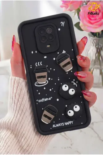 Redmi Note 9 Pro/9S Kılıf Tasarımlı Desenli Kamera Korumalı Coffee Kurabiye Siyah Yumuşak Silikon - Cute Coffe - 5