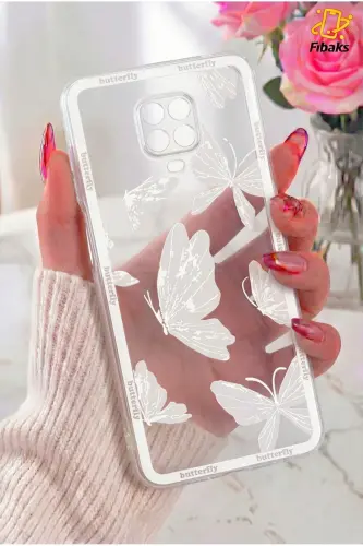 Redmi Note 9 Pro/9S Kılıf Tasarımlı Desenli Kamera Korumalı Şeffaf Kelebek Esnek Yumuşak Silikon - Desi Kelebek - 7