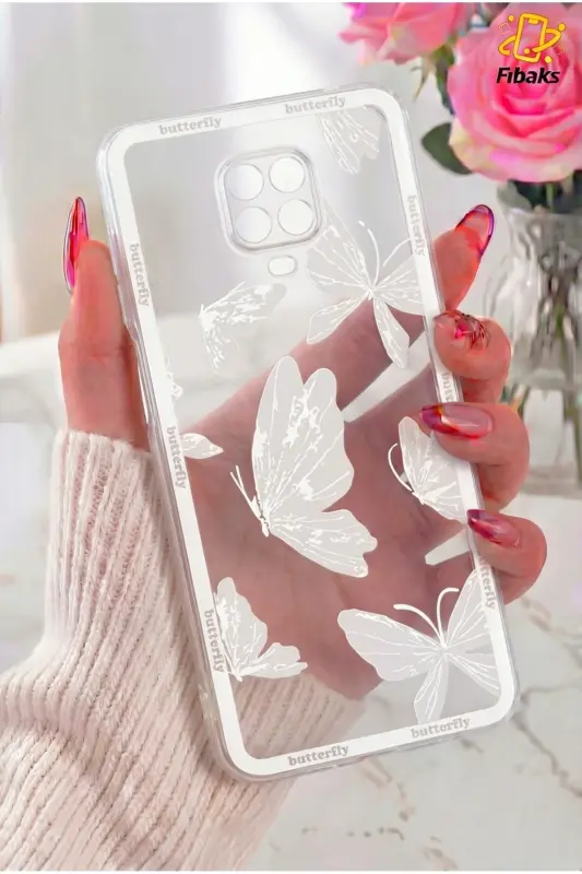 Redmi Note 9 Pro/9S Kılıf Tasarımlı Desenli Kamera Korumalı Şeffaf Kelebek Esnek Yumuşak Silikon - Desi Kelebek - 7