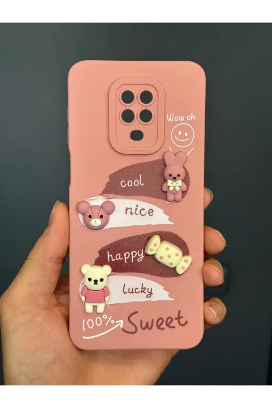 Redmi Note 9 Pro/9S Kılıf Tasarımlı Desenli Kamera Korumalı Tavşan Pembe Yumuşak Silikon Kapak-Cute Sweet - 2