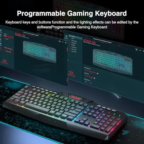Redragon K503 Wireless Gaming Keyboard, 3-Mode (2.4G/BT/USB), RGB LED Backlit, Multimedia Keys, Fully Programmable Silent Membrane Keyboard with Wrist Rest for Windows PC Games (Black) - 4